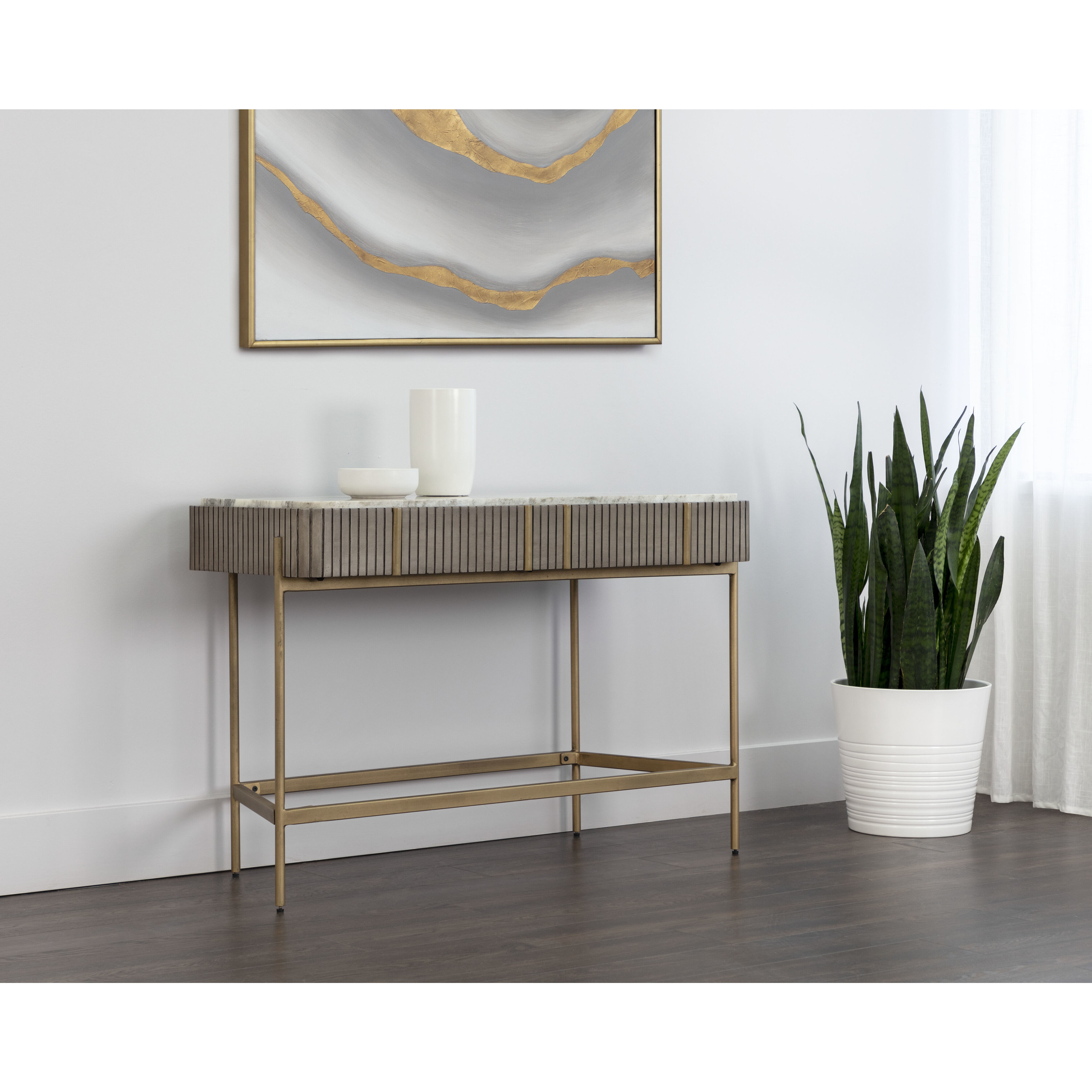 Mauro 46 X 20 inch Grey / Antique Brass Console Table